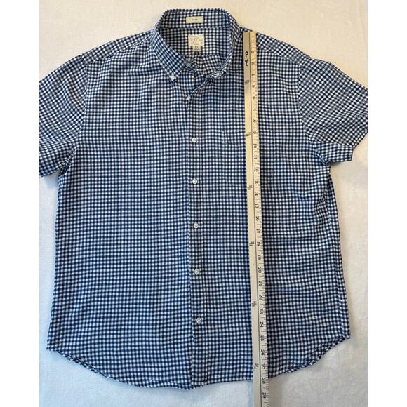 J Crew Mens Navy White Shirt Sleeve Oxford Button Up Slim Fit XL - Picture 6 of 9
